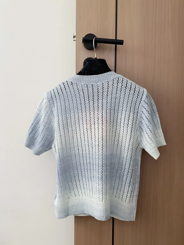 Women's 2025 New Product Bead Short Sleeve Hollow Round Neck Slim and Versatile Casual T-shirt