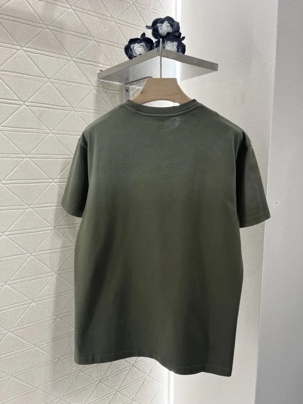 Distressed washed embroidered cotton T-shirt, 2025 new style, fashionable and simple - Image 2