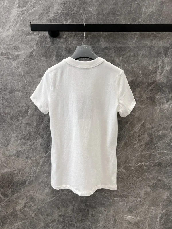 25 summer new women's clothing high-end quality pullover round neck solid color versatile short T-shirt fashionable top