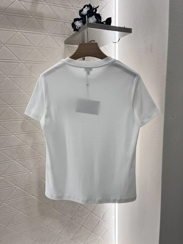 24 Spring and summer new women's cotton short-sleeved fashion casual style round neck embroidered T-shirt top - Image 2