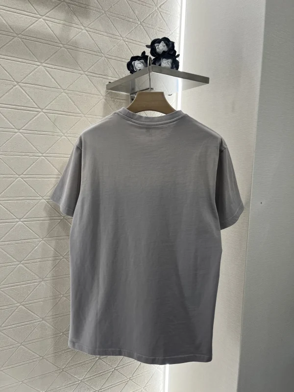 Distressed washed embroidered cotton T-shirt, 2025 new style, fashionable and simple