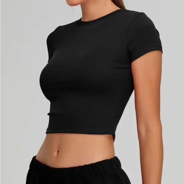 Hundreds of quick-drying fitness tops women Slim short running yoga clothing sports T-shirt short-sleeved - Image 4