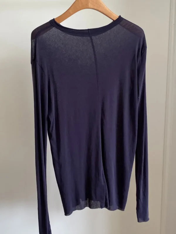 Women 2025 Summer New Natural Skin-skin Round Neck Cotton Micro-transparent Sun Protection Long-sleeved T-shirt - Image 3